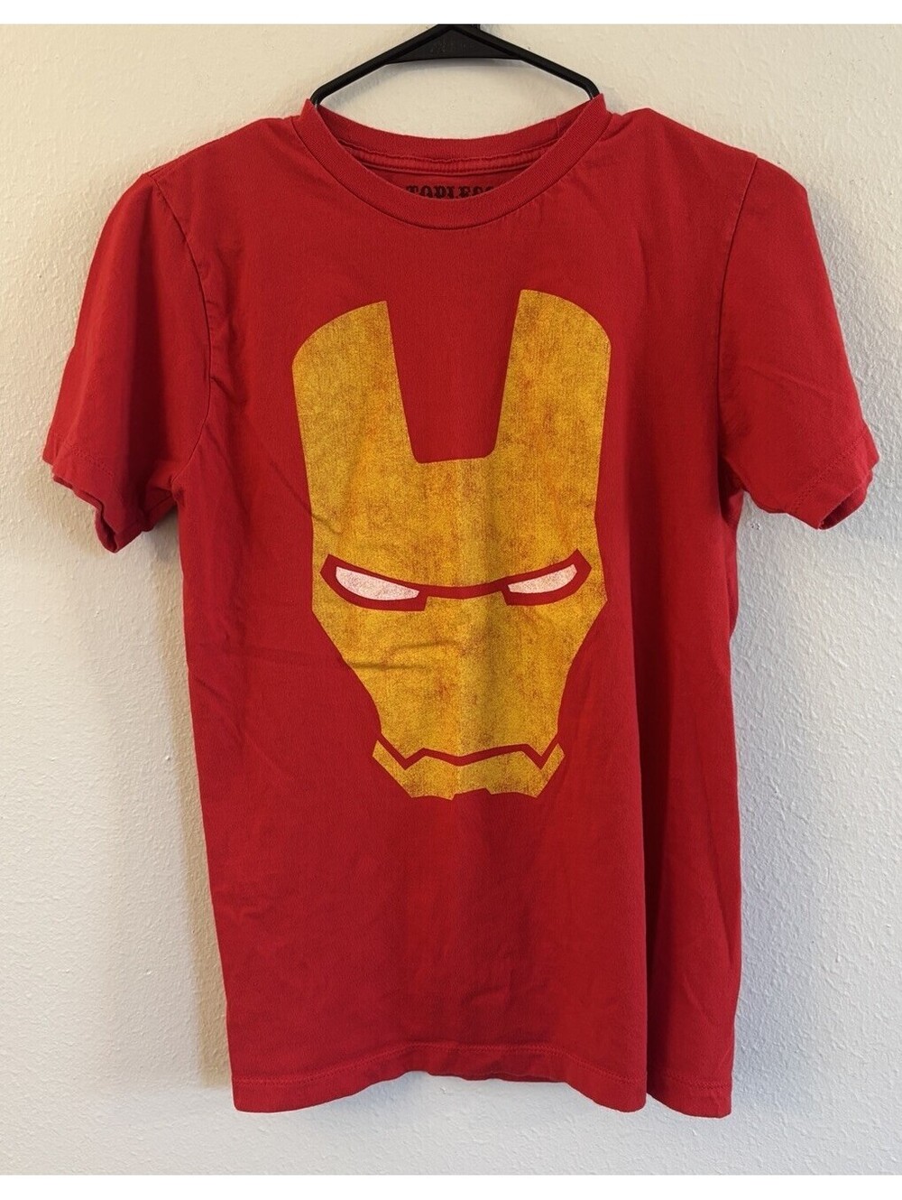 Marvel Red and Gold Iron Man Helmet Print T-Shirt Size Small Topless California